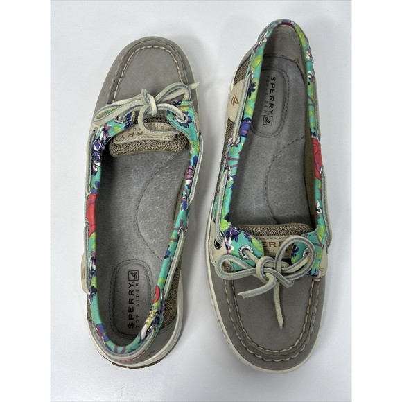 Sperry Top-Sider Women's Angelfish Boat Shoe Sz 6.5 Floral Gray Flamingo Slip On - Picture 5 of 8